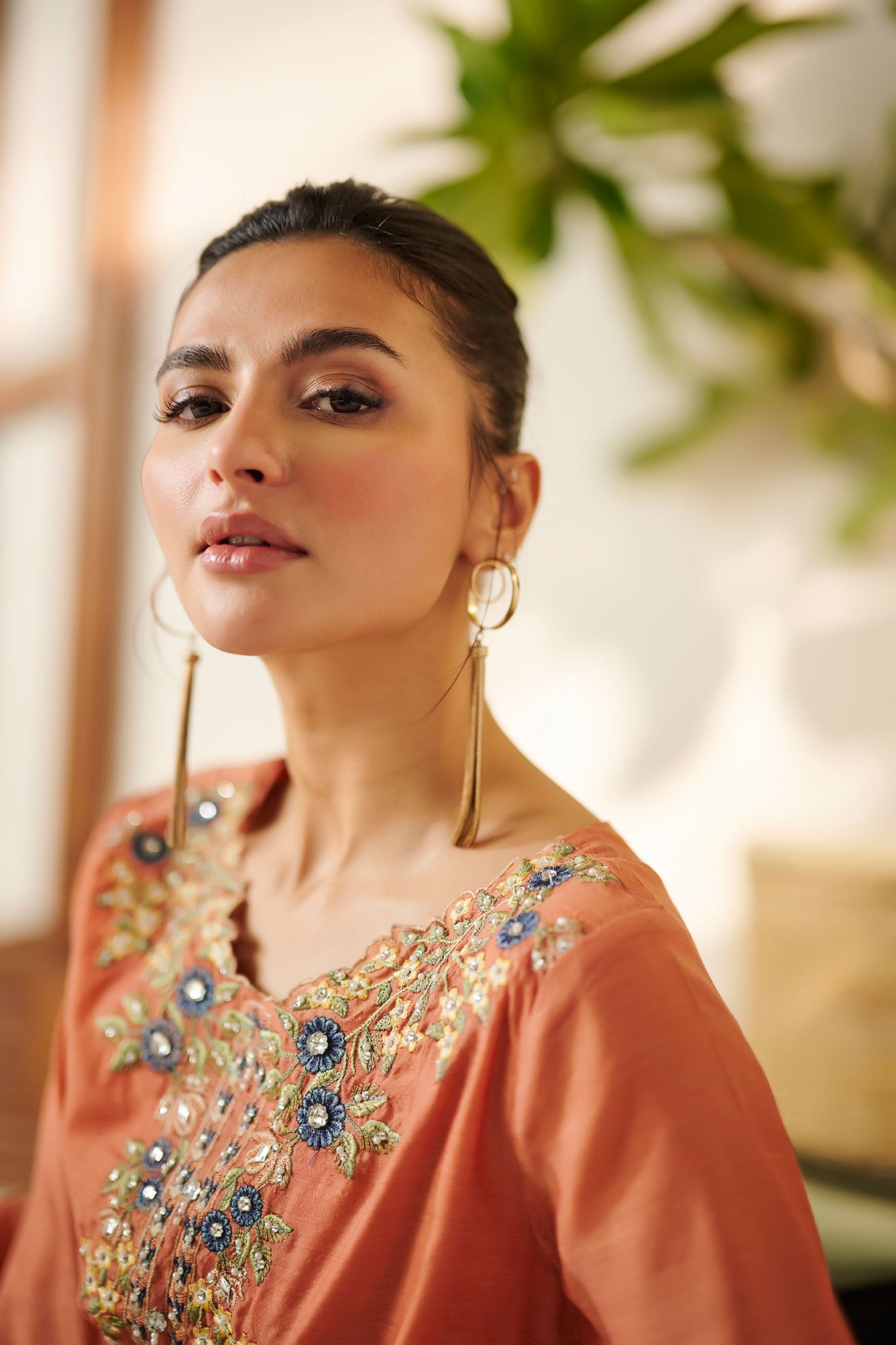 DC-2089 PEACH 2PCS  EMBROIDERED KURTA WITH TROUSER