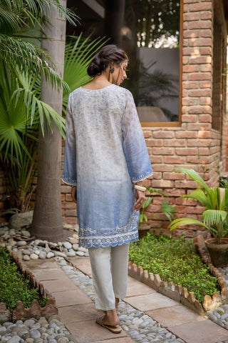 DC-2101 BLUE 2PCS  EMBROIDERED KURTA WITH TROUSER