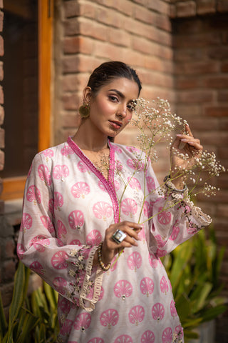 DC-2106 PINK 2PCS  EMBROIDERED KURTA WITH TROUSER