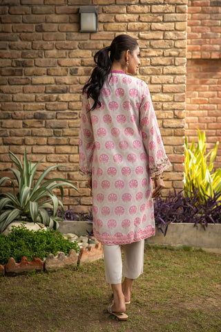 DC-2106 PINK 2PCS  EMBROIDERED KURTA WITH TROUSER