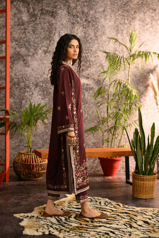 DC-2108 MAROON KARANDI 2PCS EMBROIDERED KURTA WITH TROUSER