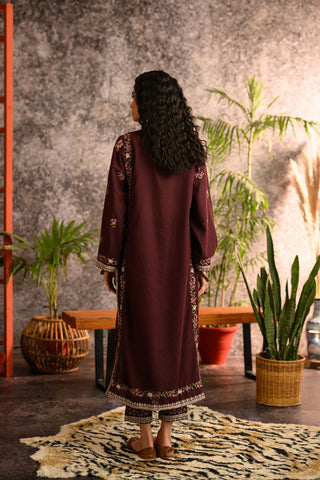 DC-2108 MAROON KARANDI 2PCS EMBROIDERED KURTA WITH TROUSER
