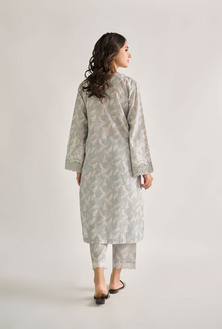 DC-2114 GREY KHADDAR 2PCS EMBROIDERED KURTA WITH TROUSER
