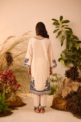 DC-2117 OFFWHITE KHADDAR 2PCS EMBROIDERED KURTA WITH TROUSER