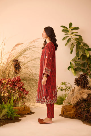 DC-2122 RUST KHADDAR 2PCS EMBROIDERED KURTA WITH TROUSER
