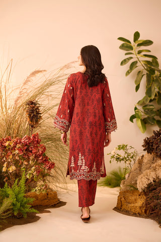 DC-2122 RUST KHADDAR 2PCS EMBROIDERED KURTA WITH TROUSER