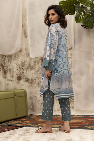 DC-2131 BLUE LAWN 2PCS PRINTED KURTA WITH TROUSER