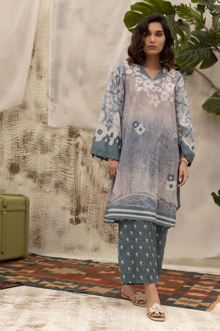 DC-2131 BLUE LAWN 2PCS PRINTED KURTA WITH TROUSER