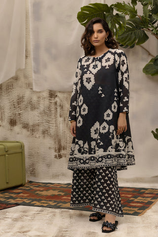DC-2132 BLACK LAWN 2PCS PRINTED KURTA WITH TROUSER