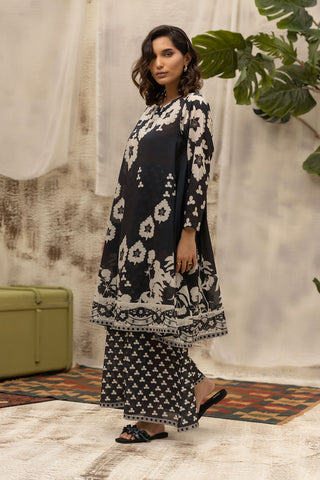 DC-2132 BLACK LAWN 2PCS PRINTED KURTA WITH TROUSER