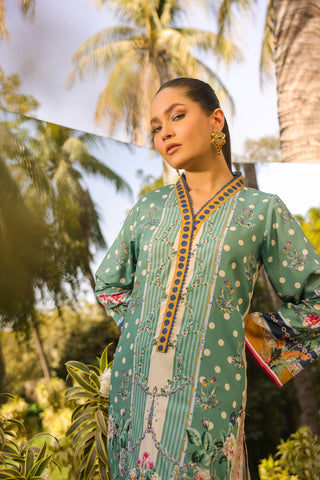 DC-2139 GREEN 2PCS HAND EMBELLISHED  SHIRT WITH TROUSER