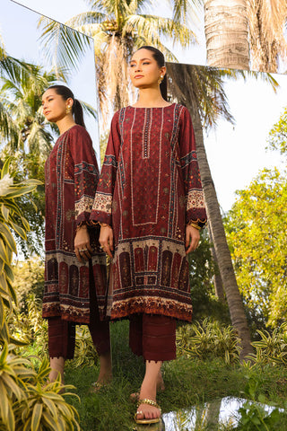 DC-2141 MAROON 2PCS HAND EMBELLISHED  SHIRT WITH TROUSER