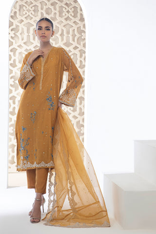 Mustard dupatta by Dhanak