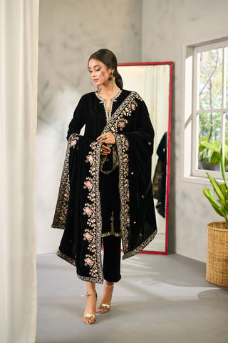 DD-0879 BLACK VELVET SHAWL