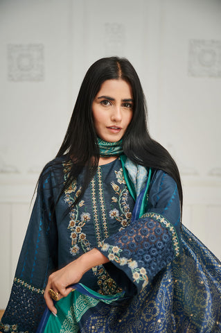 DA-2049 C-GREEN EMBROIDERED KURTA WITH DUPATTA