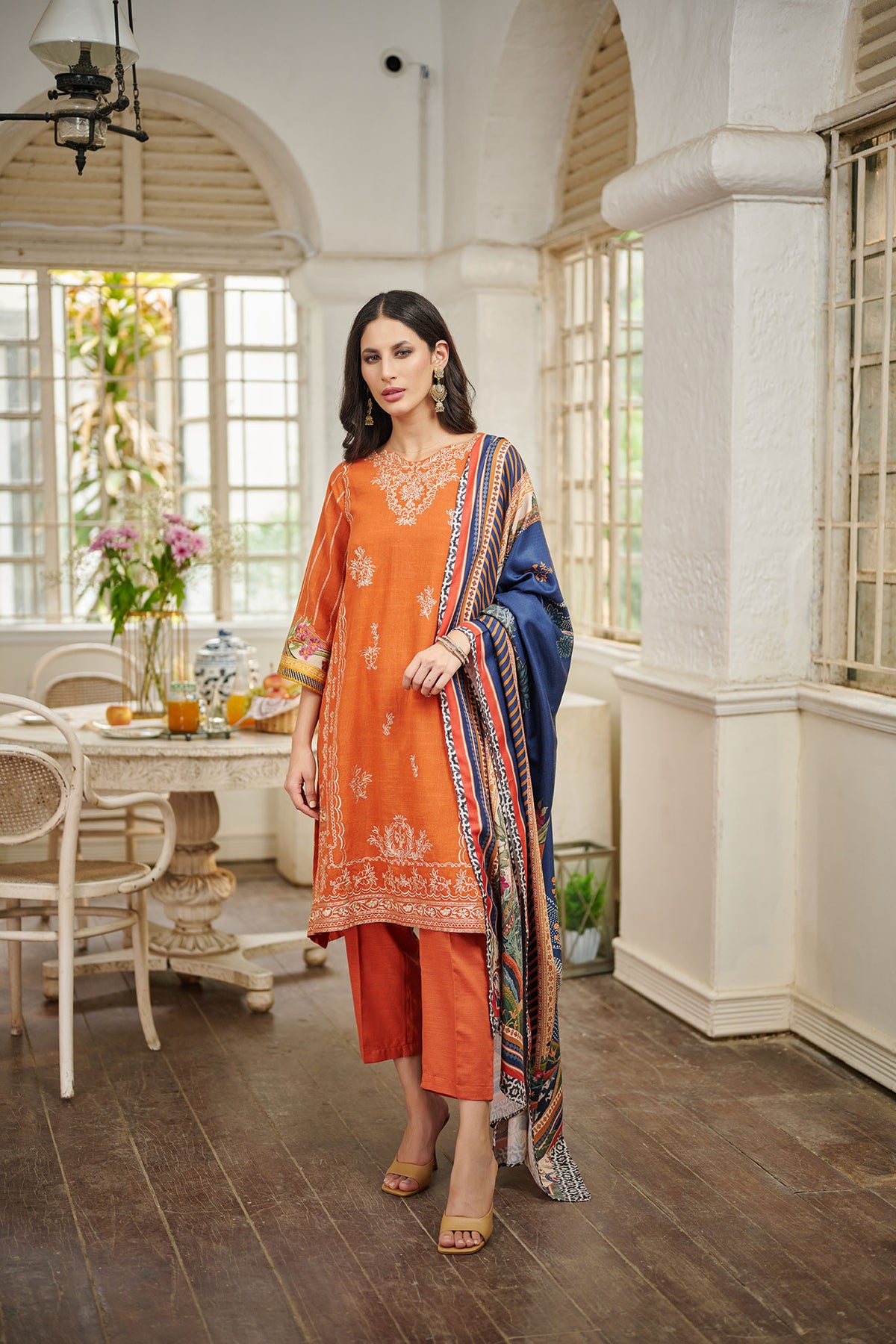 ORANGE KHADDAR  3PCS