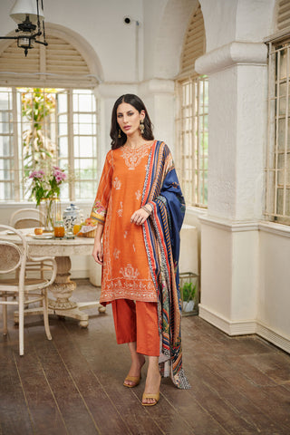 ORANGE KHADDAR  3PCS