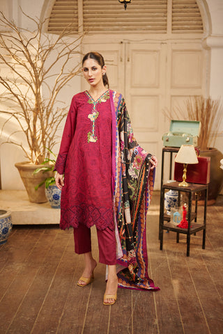 SAKURA MAGENTA KHADDAR  3PCS