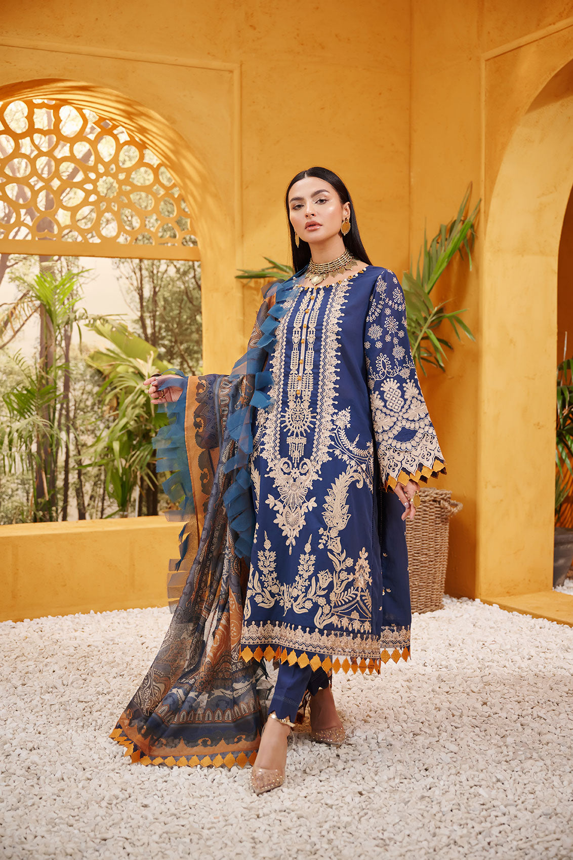 DU-3086 NAVY BLUE LAWN  3PCS