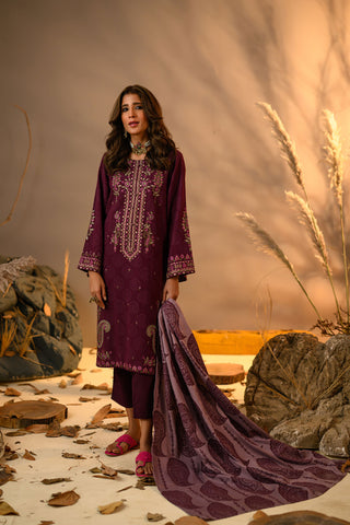 DU-3120 PURPLE KHADDAR  3PCS