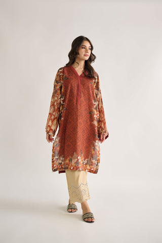 DC-0464 ORANGE DIGITAL PRINTED KURTA