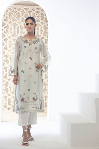 DA-2111 L-GREEN EMBROIDERED KURTA