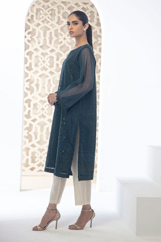 DA-1745 GREEN EMBROIDERED KURTA