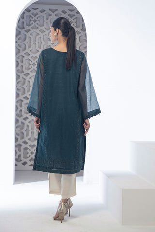 DA-1745 GREEN EMBROIDERED KURTA