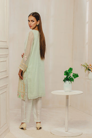 DA-1217 L-GREEN EMBROIDERED KURTA