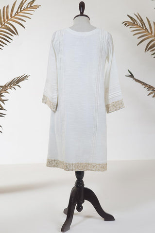 DA-1235 OFF WHITE EMBROIDERED KURTA