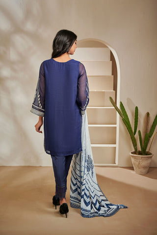 DA-1371 Blue EMBROIDERED KURTA WITH DUPATTA