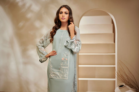 DA-1396 Sky-Blue EMBROIDERED KURTA