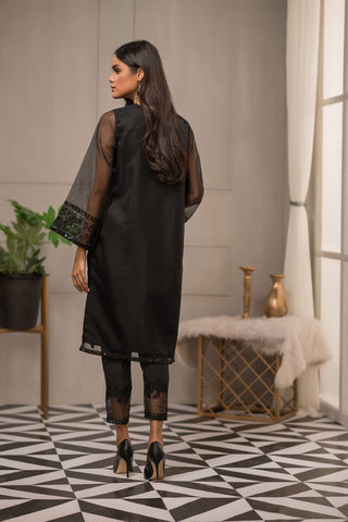 DA-1400 BLACK EMBROIDERED KURTA