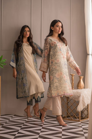 DA-1412 Beige EMBROIDERED KURTA