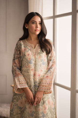 DA-1412 Beige EMBROIDERED KURTA