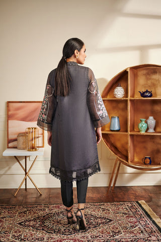 DA-1416 Dark- Grey EMBROIDERED KURTA