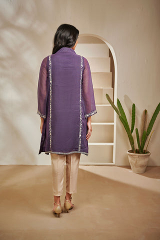 DA-1435 PURPLE EMBROIDERED KURTA