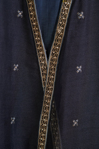 DA-1453 Blue  Embrodiery Coat with Inner & Trouser