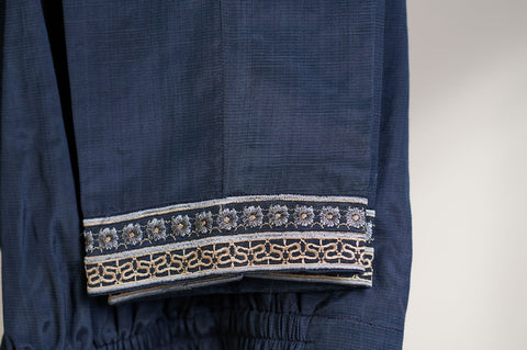 DA-1453 Blue  Embrodiery Coat with Inner & Trouser