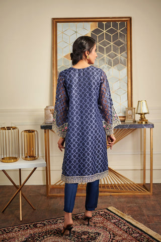 DA-1465 Blue EMBROIDERED KURTA