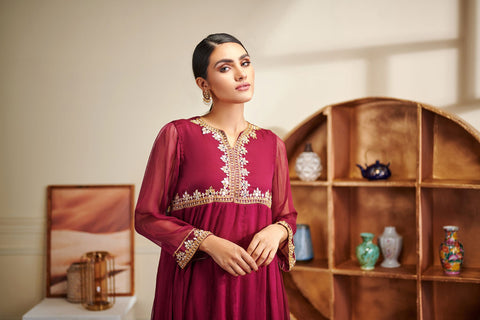DA-1478 Purple EMBROIDERED KURTA