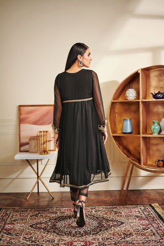 DA-1478 Black EMBROIDERED KURTA