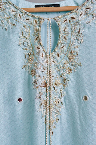 DA-1487 Sky-Blue EMBROIDERED KURTA