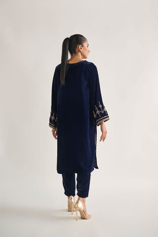 DA-1697 NAVY BLUE EMBROIDERED KURTA