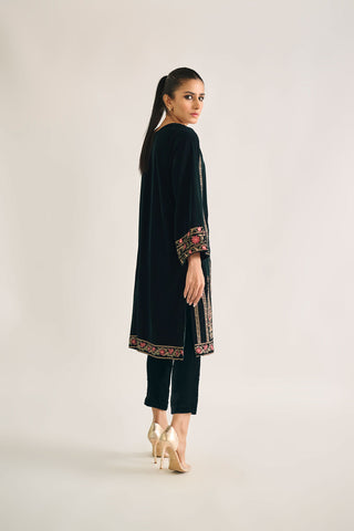 DA-1715 GREEN EMBROIDERED KURTA