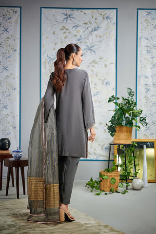 DA-2000 GREY EMBROIDERED KURTA WITH DUPATTA