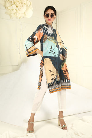 DC-0275 BLUE EMBROIDERED KURTA