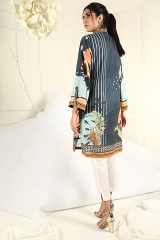 DC-0275 BLUE EMBROIDERED KURTA