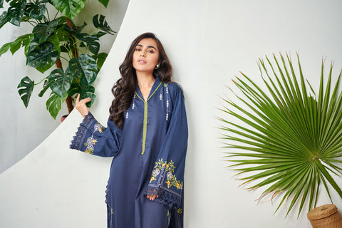 DC-0335 NAVY-BLUE Lawn 2Pcs