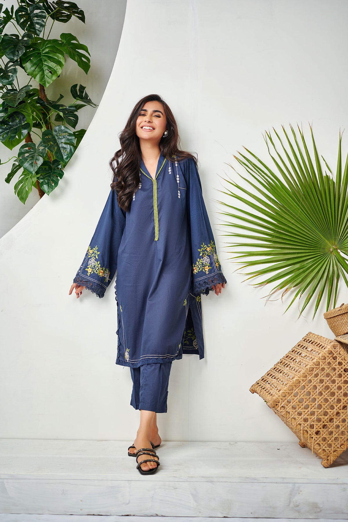 DC-0335 NAVY-BLUE Lawn 2Pcs